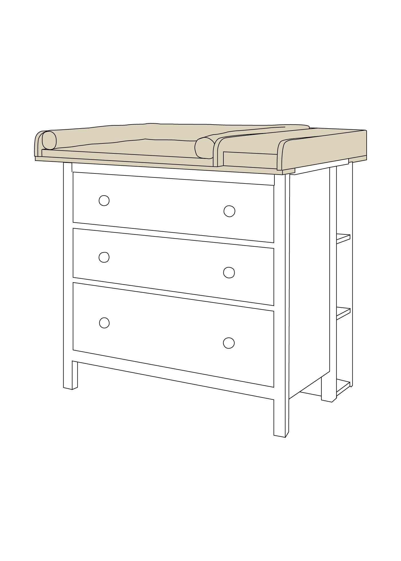 Set for IKEA HEMNES as changing unit in beige (3 products)